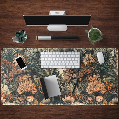 Boho Aesthetic Desk Mat Wildflowers Large Mouse Pad Gaming Pad, XXL Keyboard Mat Full Desktop Women Office Desk Accessories with Stitched Edges Anti-Slip Funny Deskpad, 31.5 X 15.8 In