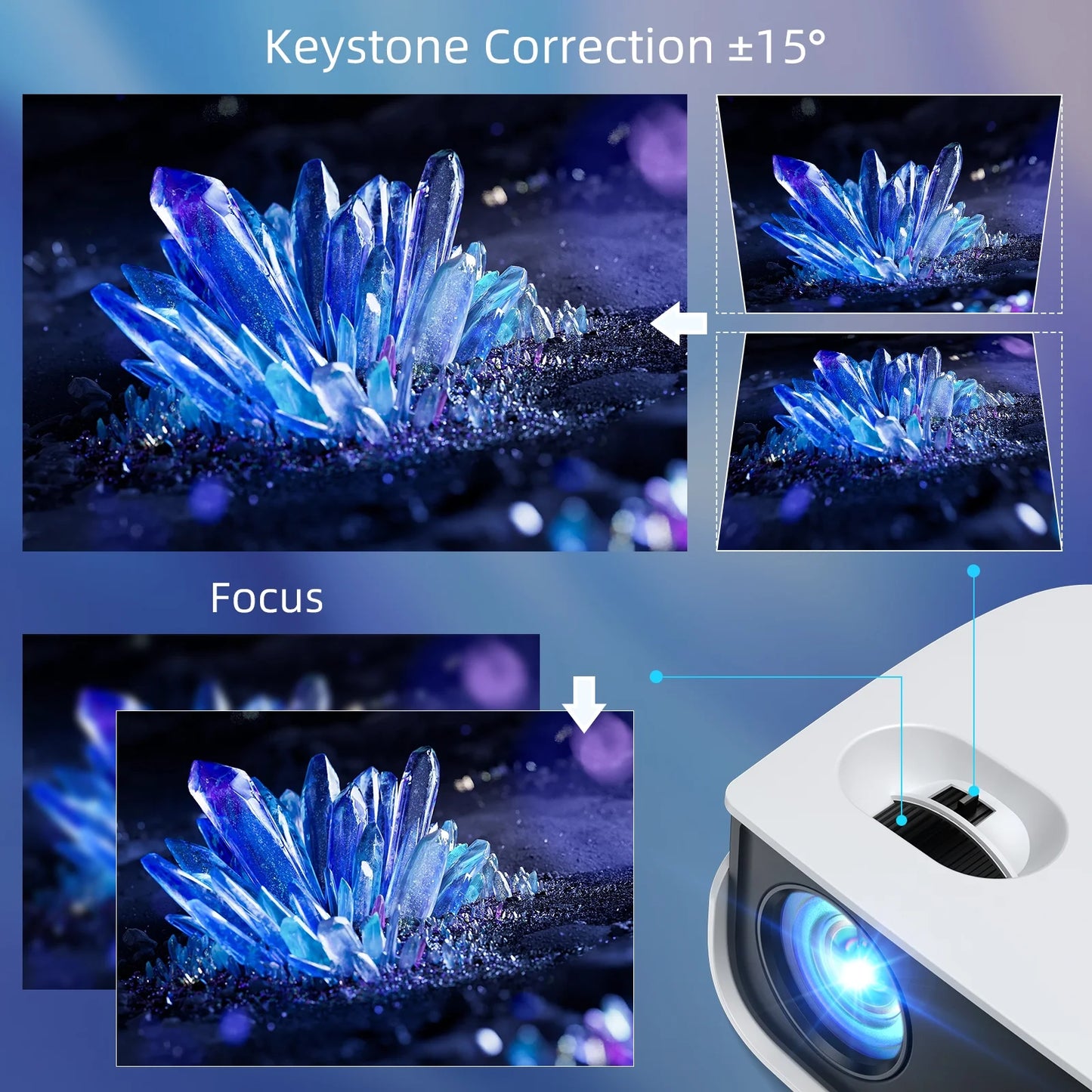 1080P Mini Projector with Bluetooth,Keystone Correction,Up to Support 240'' Screen